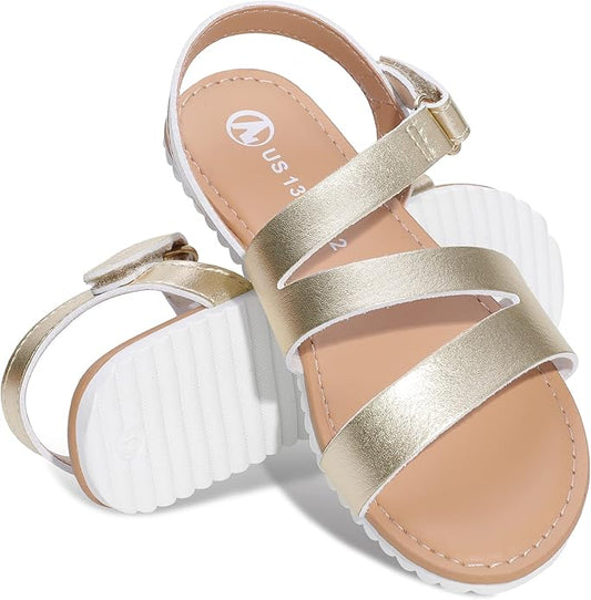 Sandalias de verano para niñas, con puntera abierta, con tiras planas