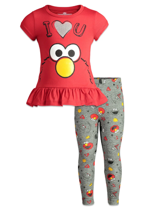 Sesame Street Elmo Cookie Monster Big Bird - Camiseta para Niñas Pequeñas, Conjunto de Leggings and para Niñas